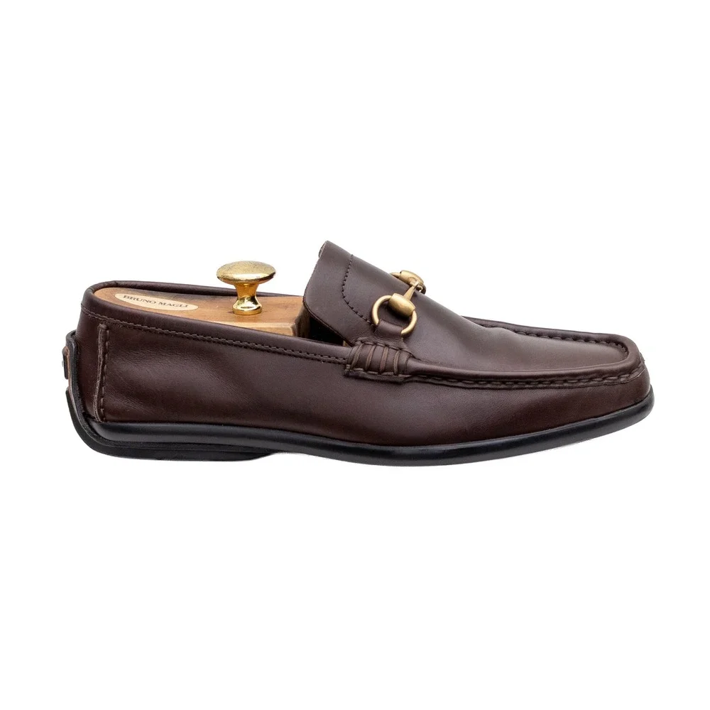 Gucci Horsebit Driving Loafers Brown Leather Moccasins Men's UK 8.5 US 9.5